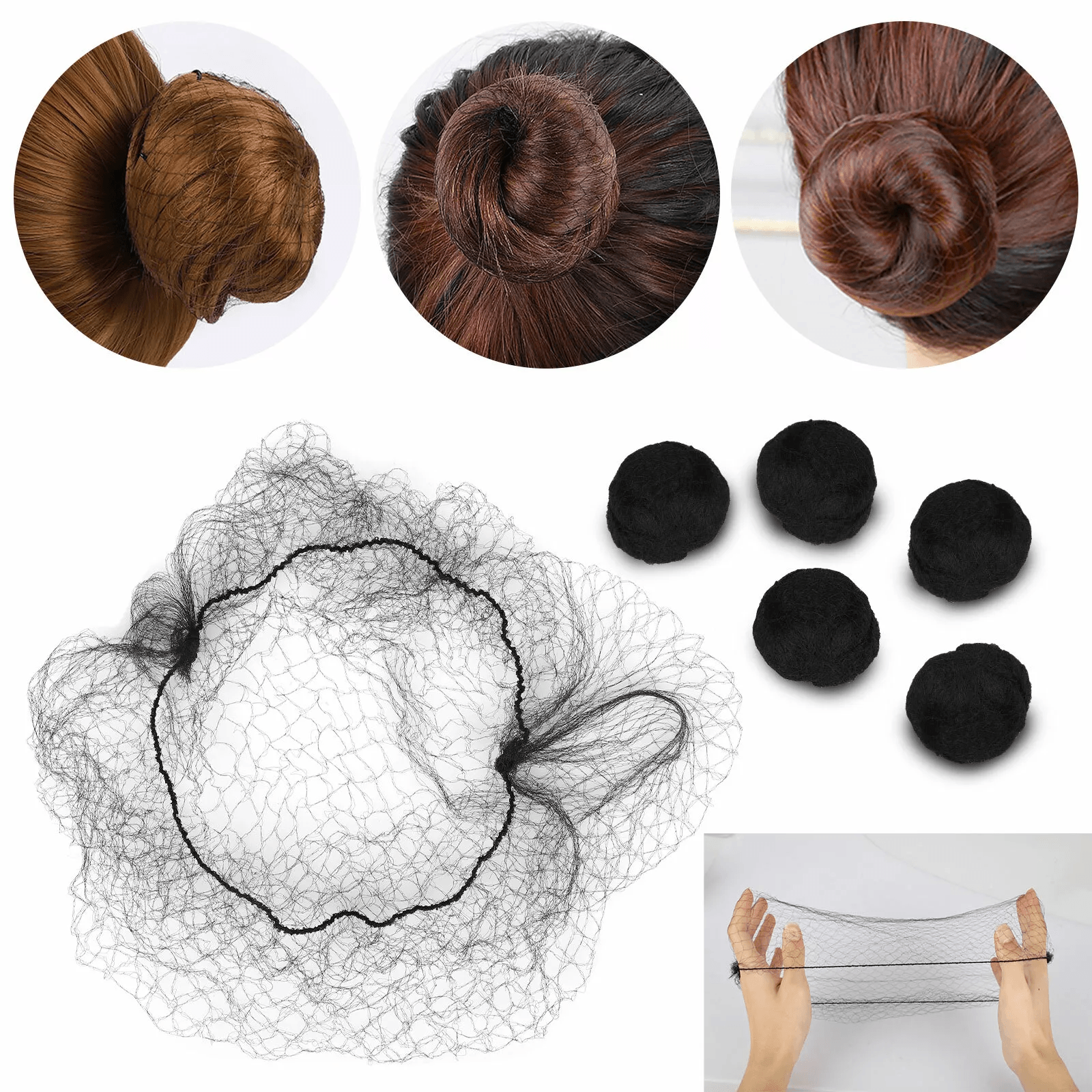 100X Invisible Hair Nets Bun Cover – Elastic Edge Mesh Hairnet Stretch Cap for Professional Use