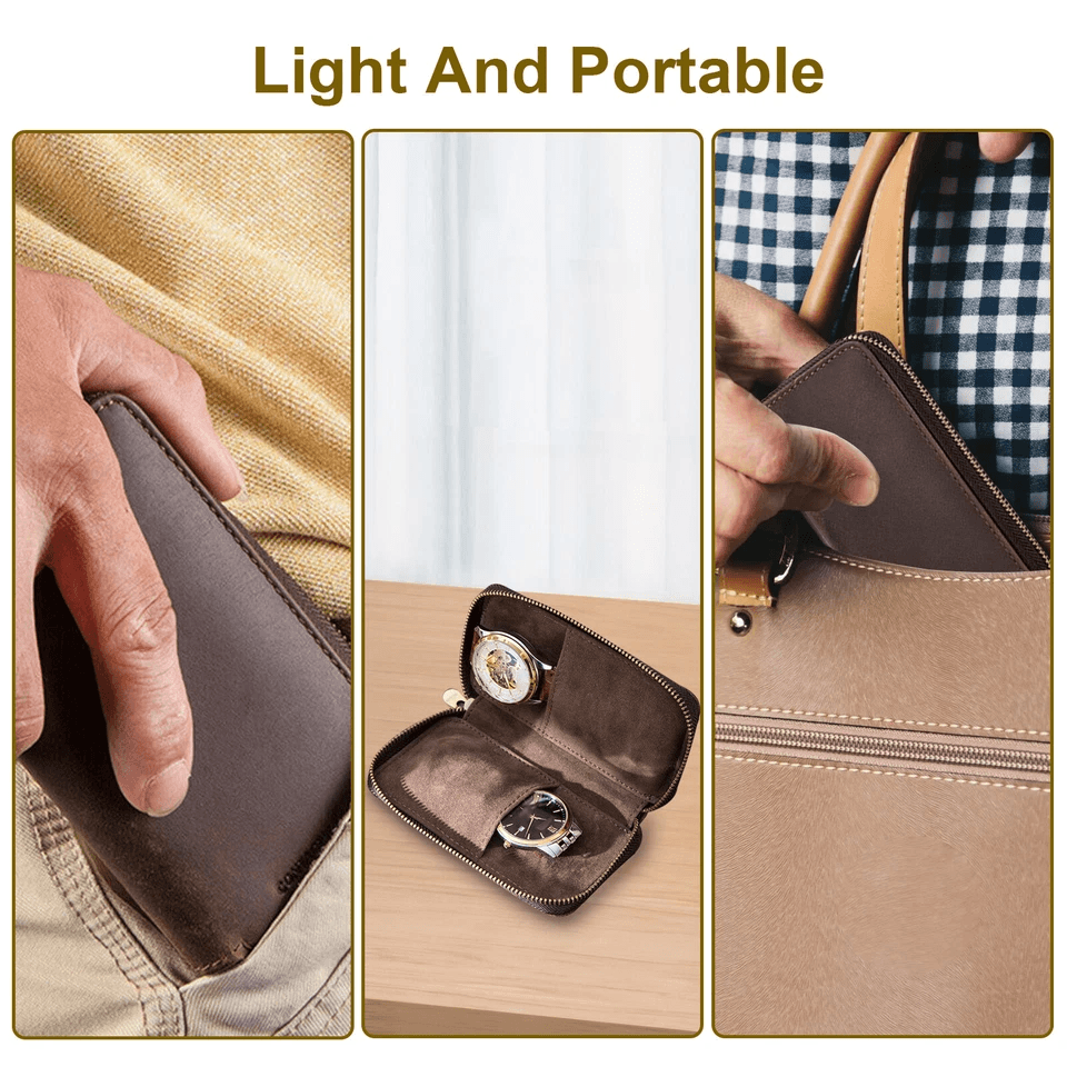 Leather Watch Storage Box Organizer Portable Travel Jewelry Display Case Pouch 2