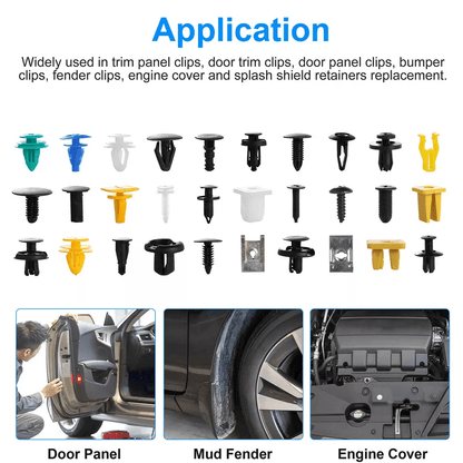 Auto Body Push Pin Rivet  Trim Panel Clips Kit Plastic Fastener Set For Car Door Fender Bumper Hond
