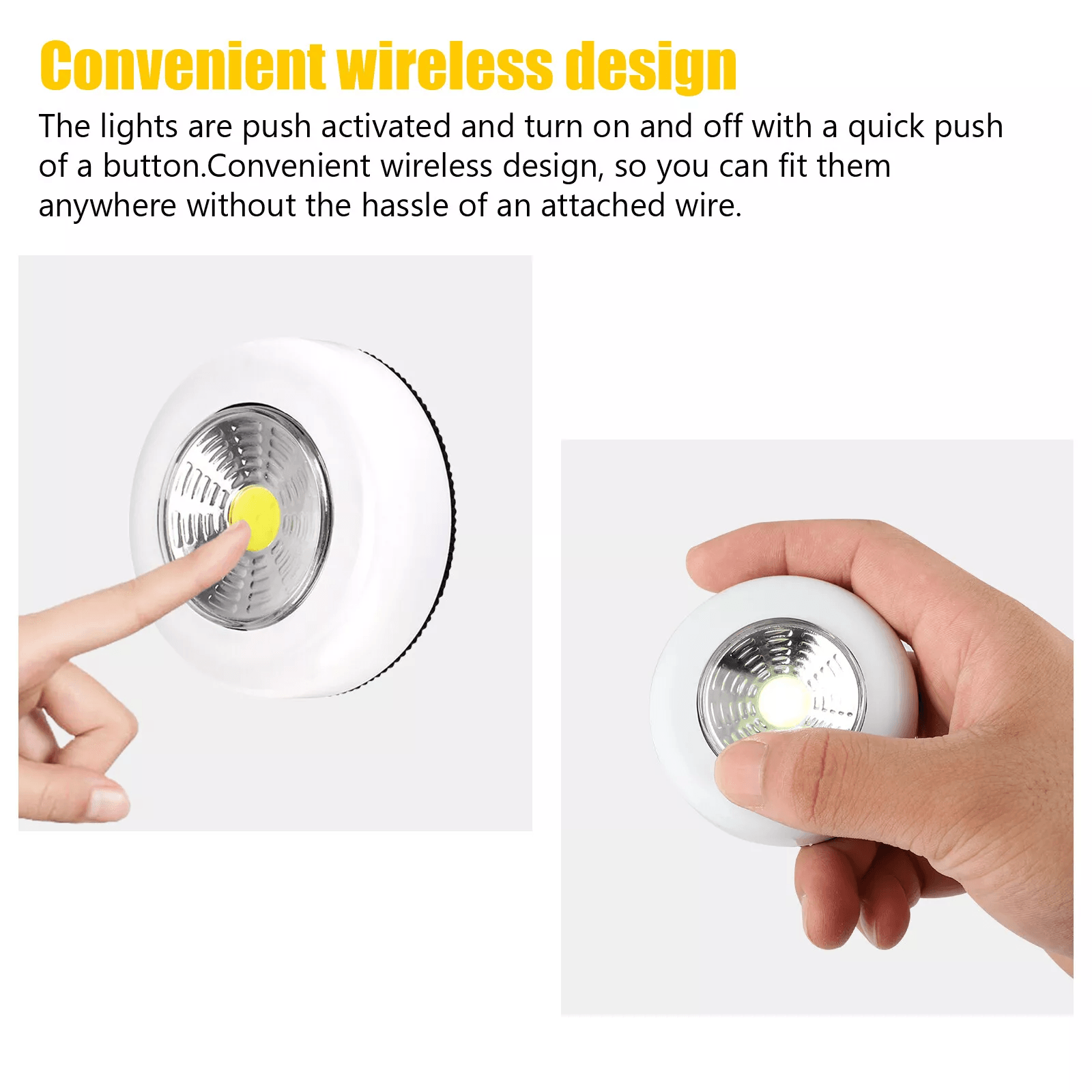 4X LED Closet Night Light Push OnOff Stick Wireless Cordless Battery Operated Tap Lamp For Cabinet  6