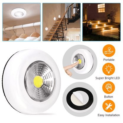 4X LED Closet Night Light Push On/Off Stick Wireless Cordless Battery Operated Tap Lamp for Cabinet, Drawer, Kitchen