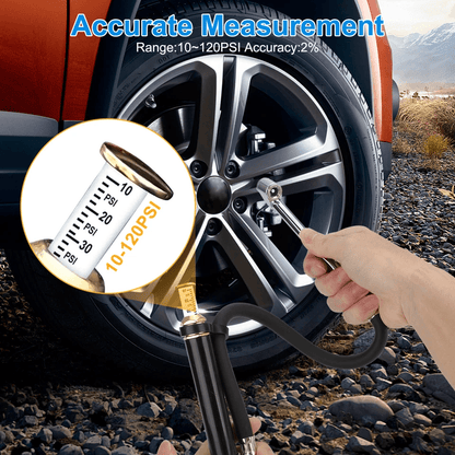 HeavyDuty Air Tire Inflator With Pressure Gauge  Dual Chuck For Car Truck RV 2