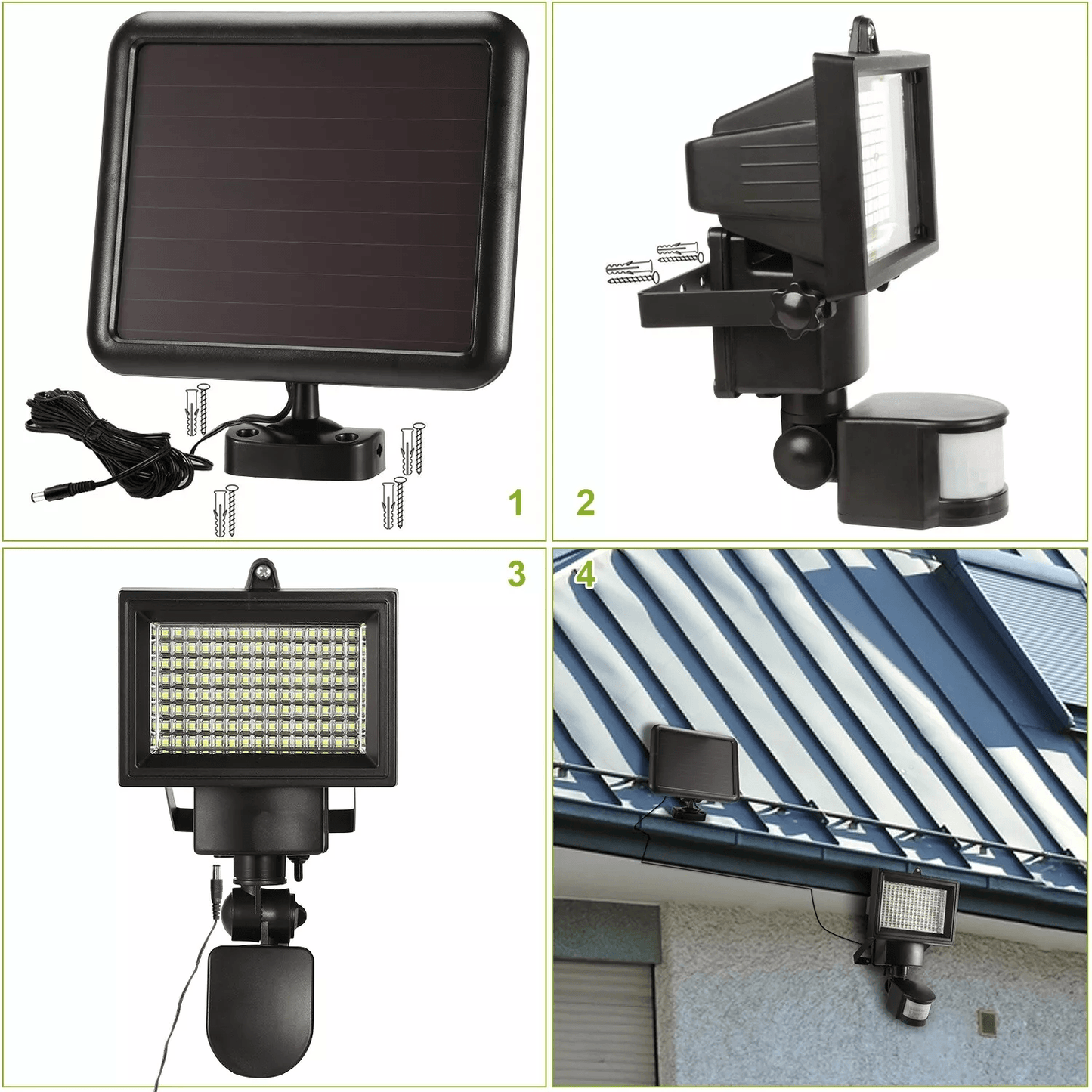 Waterproof LED Solar Powered Security Light Flood Motion Sensor Garden Lamp Outdoor Wall Light With 10