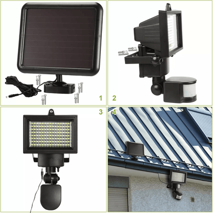 Waterproof LED Solar Powered Security Light Flood Motion Sensor Garden Lamp Outdoor Wall Light With 10