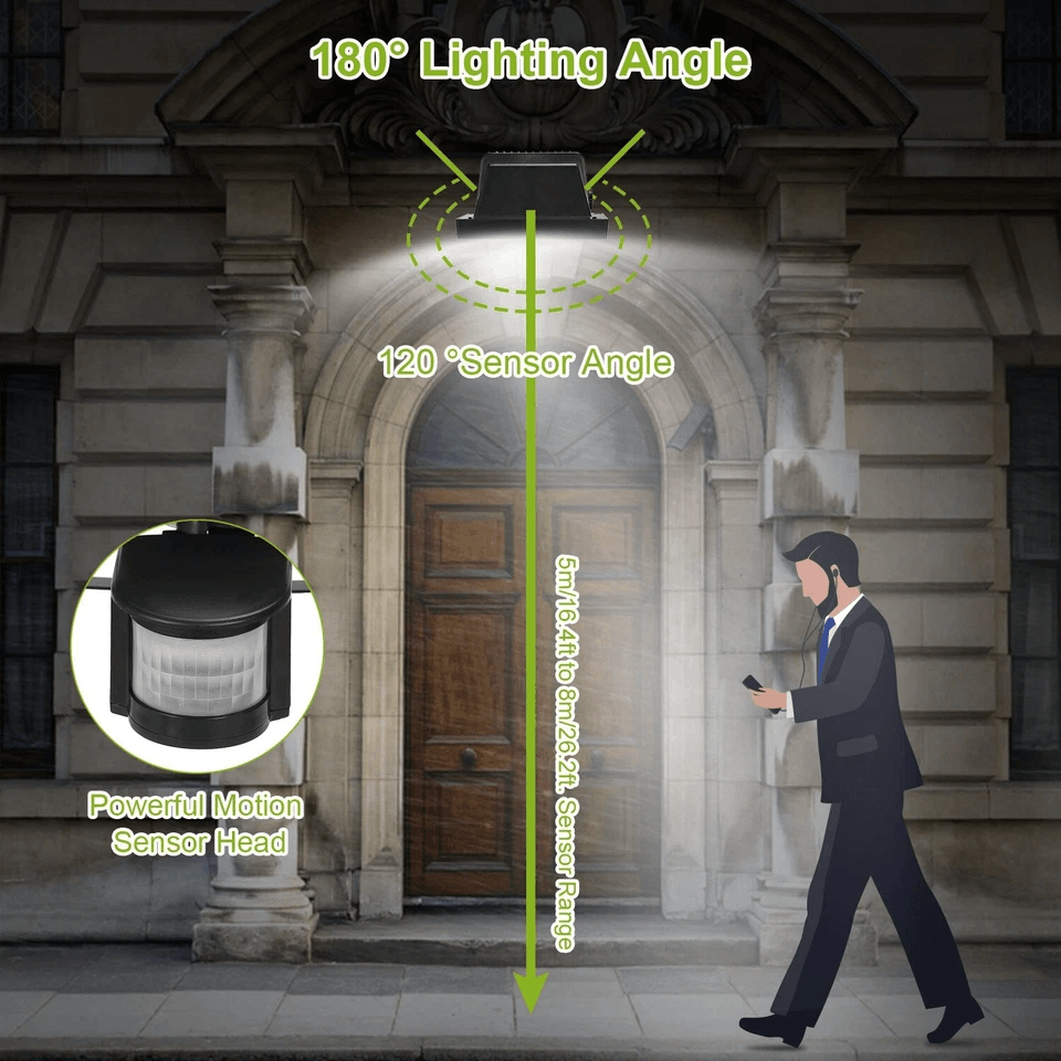 Waterproof LED Solar Powered Security Light Flood Motion Sensor Garden Lamp Outdoor Wall Light With 1