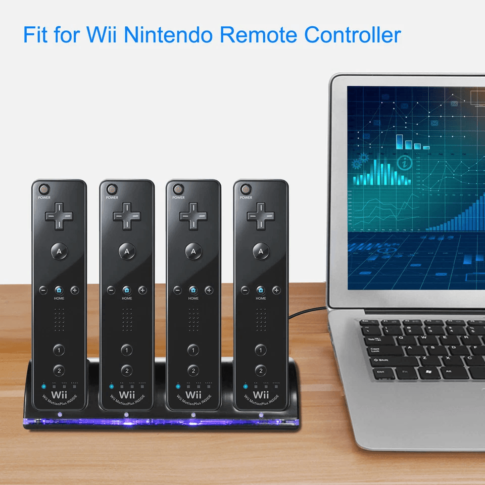 Nintendo Wii Remote Charger Dock Station With 4 Rechargeable Battery Packs Fast Charging For WiiWii 2