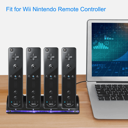 Nintendo Wii Remote Charger Dock Station With 4 Rechargeable Battery Packs Fast Charging For WiiWii 2