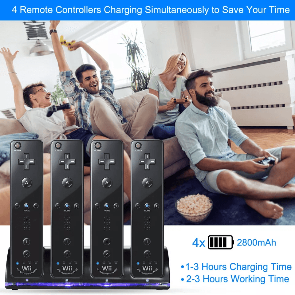 Nintendo Wii Remote Charger Dock Station With 4 Rechargeable Battery Packs Fast Charging For WiiWii 3