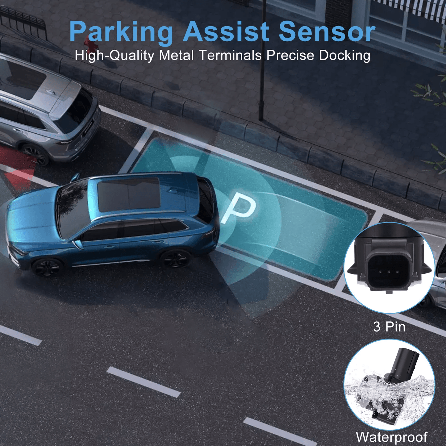 4Pcs Parking Assist Sensor 23428268 52050134 For Chevy Silverado Cadillac GMC  Front  Rear Bumper R 3