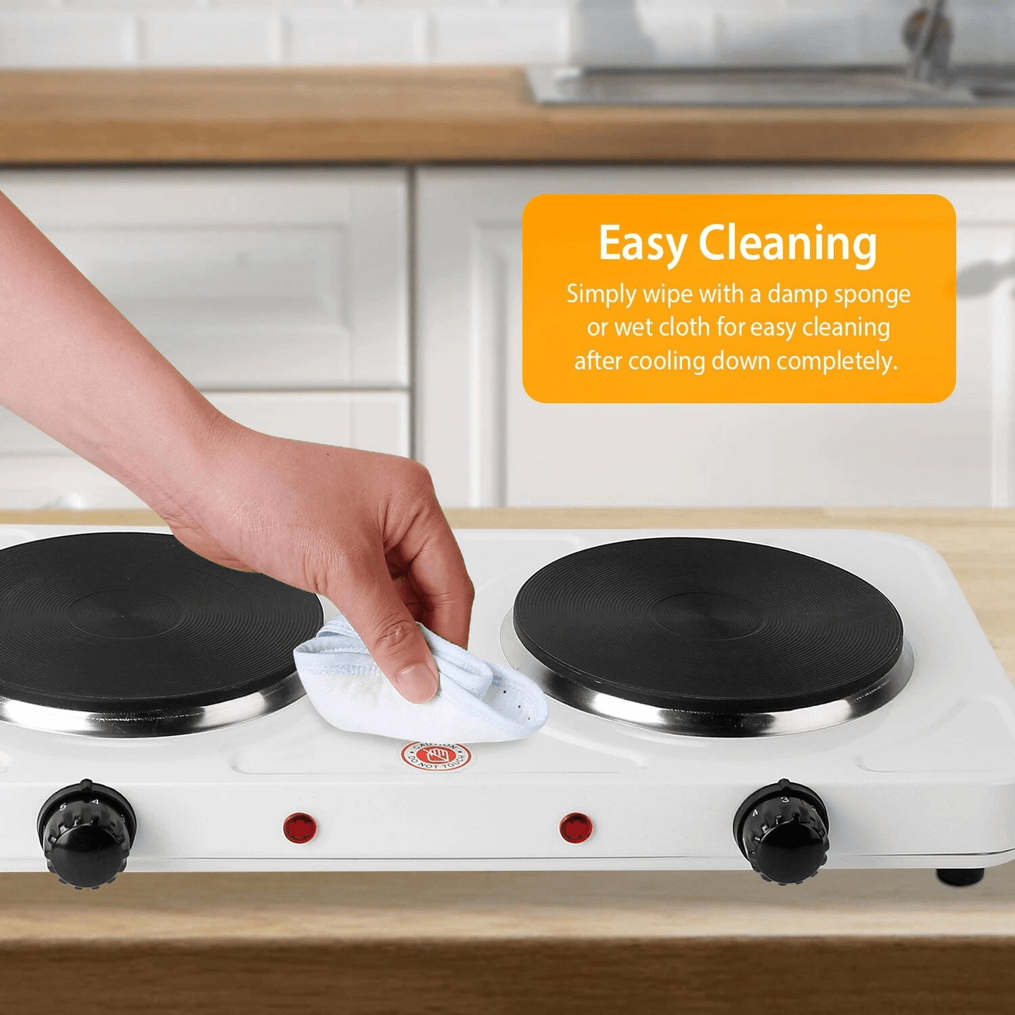 Dual Portable Electric Hot Plate Double Burner Cast Iron Stove For Kitchen Camping  Travel 3