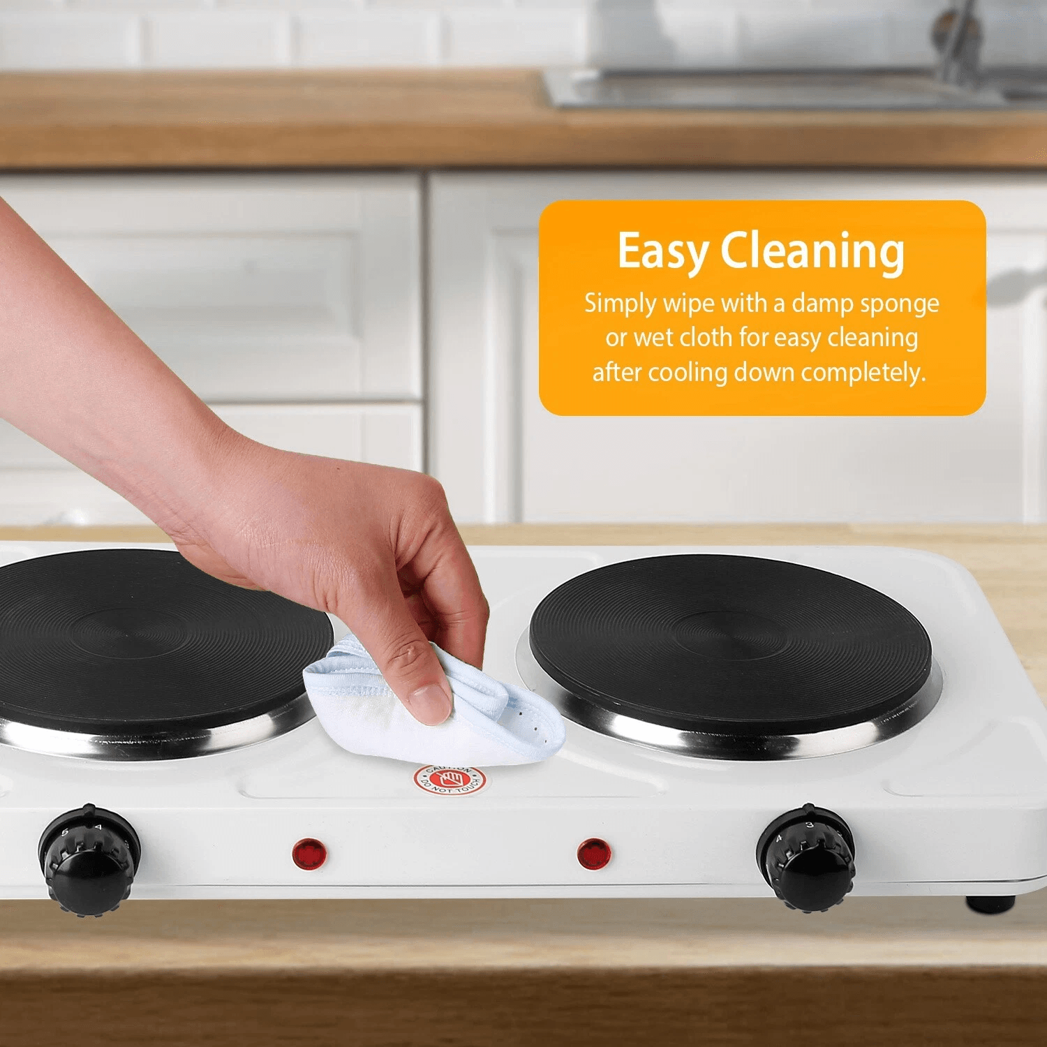 Dual Portable Electric Hot Plate Double Burner Cast Iron Stove For Kitchen Camping  Travel 3