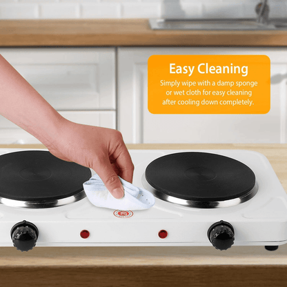 Dual Portable Electric Hot Plate Double Burner Cast Iron Stove For Kitchen Camping  Travel 3