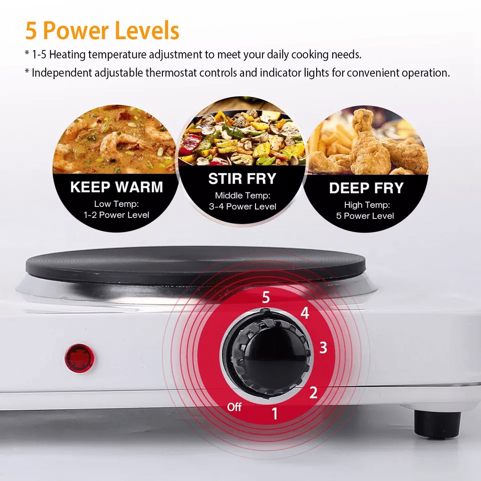 Dual Portable Electric Hot Plate Double Burner Cast Iron Stove For Kitchen Camping  Travel 4