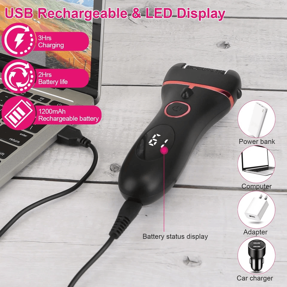 Electric Foot Grinder File Callus  Dead Skin Remover Pedicure Tool Rechargeable Kit For Smooth Feet 7