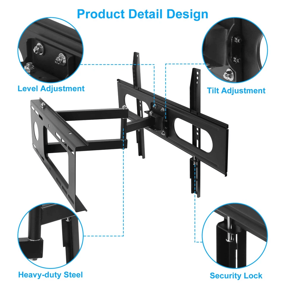 Universal Full Motion TV Wall Mount Bracket LED LCD Flat Panel Tilt  Swivel 2