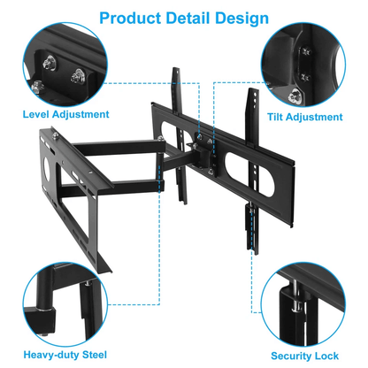 Universal Full Motion TV Wall Mount Bracket LED LCD Flat Panel Tilt  Swivel 2