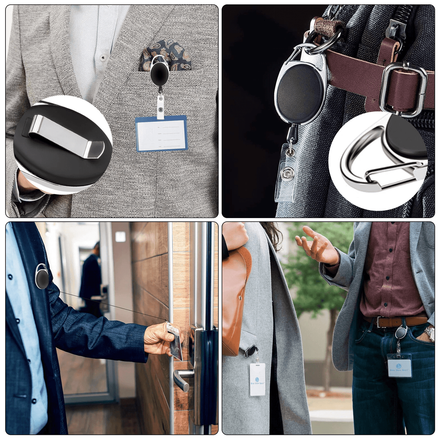 5Pcs Retractable Reel ID Badge Holder With Belt Clip Heavy Duty Plastic Card Holder With Nylon Cord 1