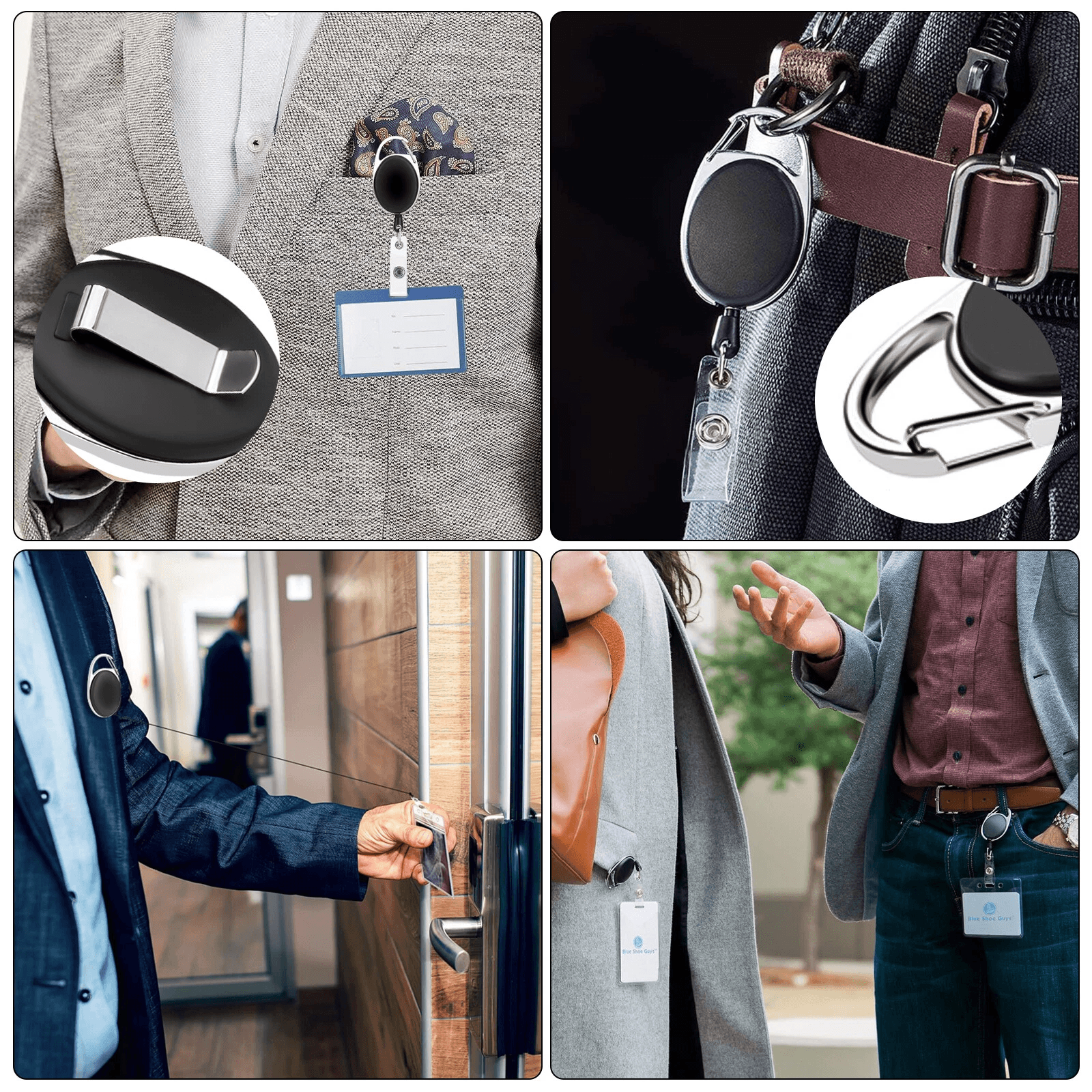 5Pcs Retractable Reel ID Badge Holder With Belt Clip Heavy Duty Plastic Card Holder With Nylon Cord 1