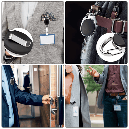5Pcs Retractable Reel ID Badge Holder With Belt Clip Heavy Duty Plastic Card Holder With Nylon Cord 1