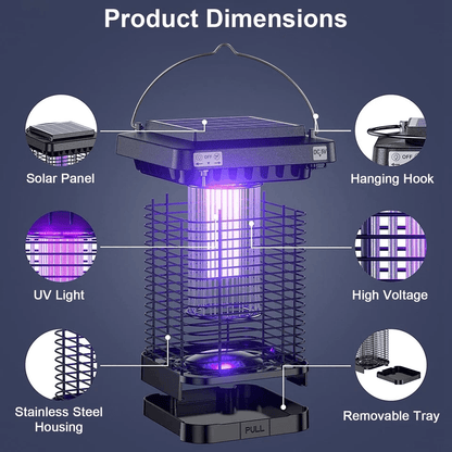 Solar Powered Mosquito Zapper Indoor  Outdoor Fly Bug Insect Killer Trap Lamp 5