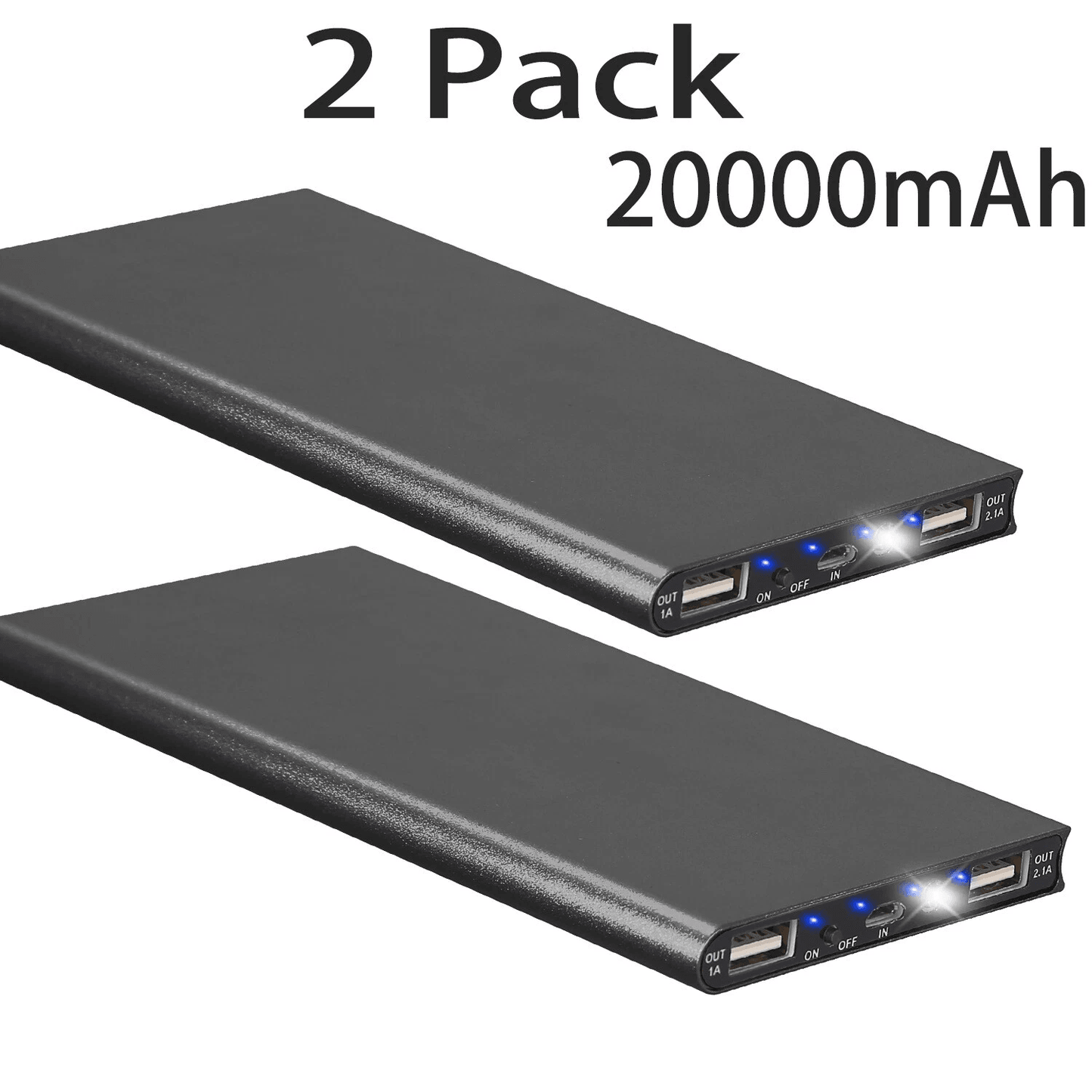 2 PACK 20000mAh Power Bank USB Battery Pack for Heated Vest, Jacket, Scarf
