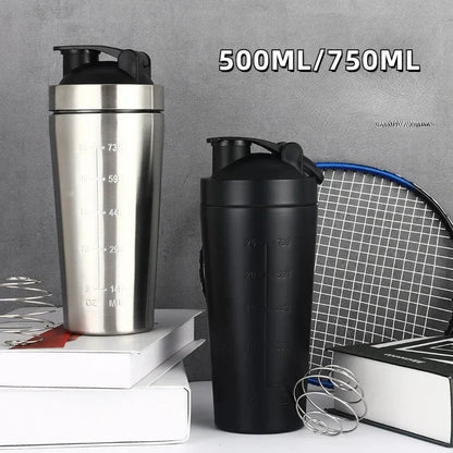 Premium Protein Shaker Bottle, Stainless Steel Sports Water Cup for Gym, Workouts & Nutrition, Anti Leak, Odorless