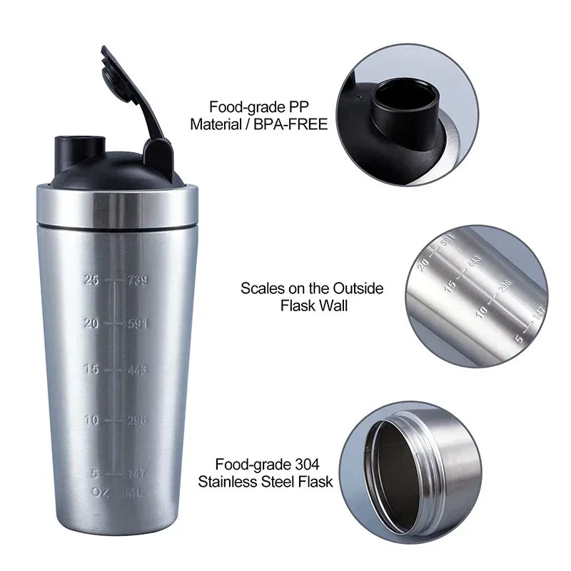 Premium Protein Shaker Bottle Stainless Steel Sports Water Cup For Gym Workouts  Nutrition Anti Lea 2