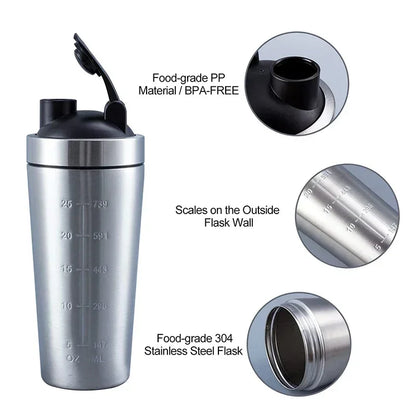 Premium Protein Shaker Bottle Stainless Steel Sports Water Cup For Gym Workouts  Nutrition Anti Lea 2