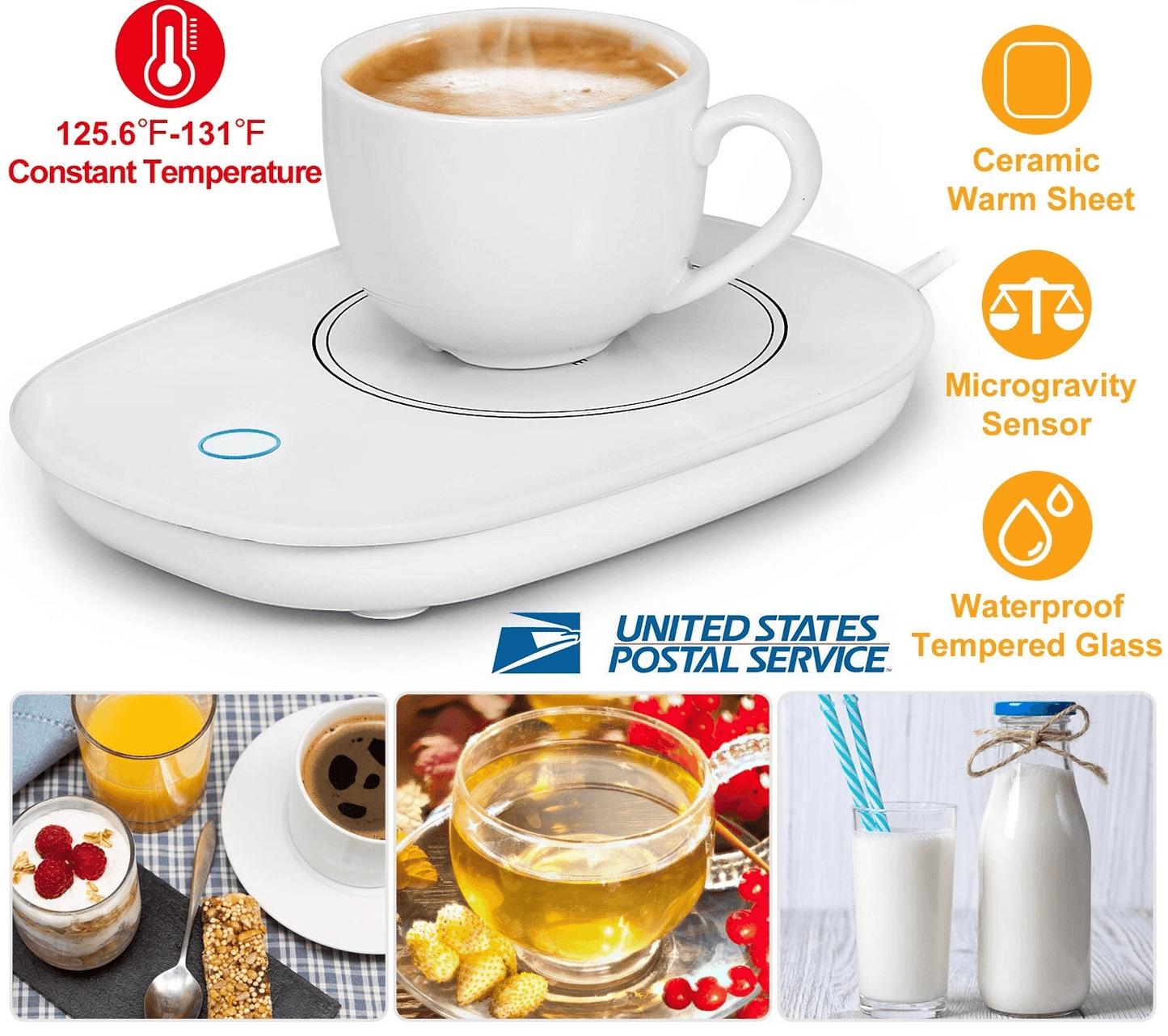 Smart Coffee Mug Warmer with Auto Shut Off, Drink Heater Pad for Office or Home, Keeps Tea, Milk & Coffee Warm All Day