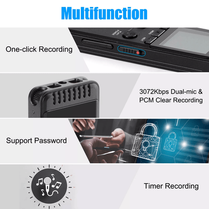 Digital Voice Recorder Voice Activated Audio Recorder With Playback Noise Reduction MP3 Player For  2