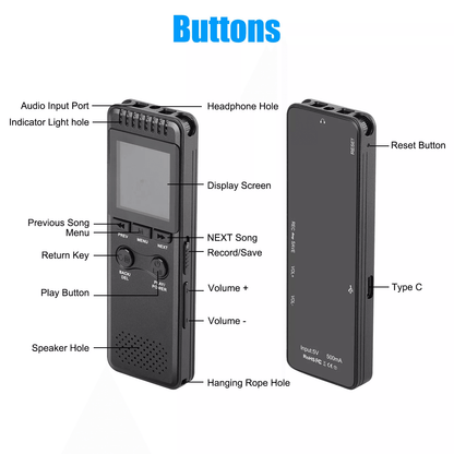 Digital Voice Recorder Voice Activated Audio Recorder With Playback Noise Reduction MP3 Player For  4