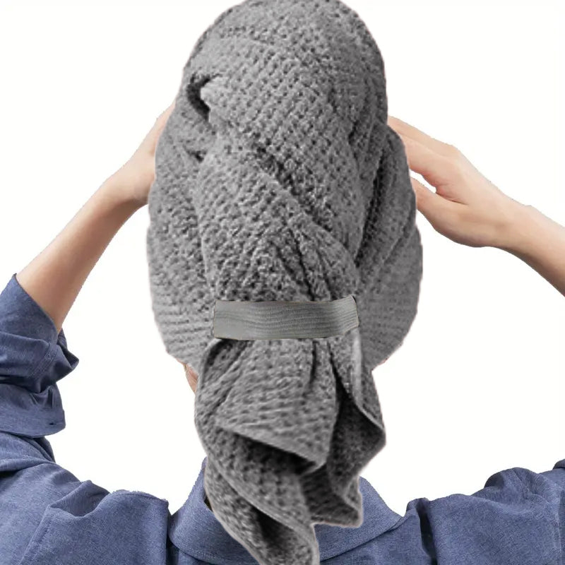 Extra Large Microfiber Hair Towel WrapUltra Absorbent Quick Dry Turban With Elastic Band 6