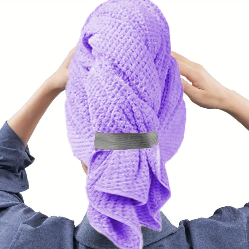 Extra Large Microfiber Hair Towel WrapUltra Absorbent Quick Dry Turban With Elastic Band 8