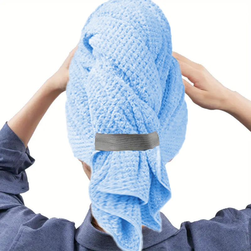 Extra Large Microfiber Hair Towel WrapUltra Absorbent Quick Dry Turban With Elastic Band 9