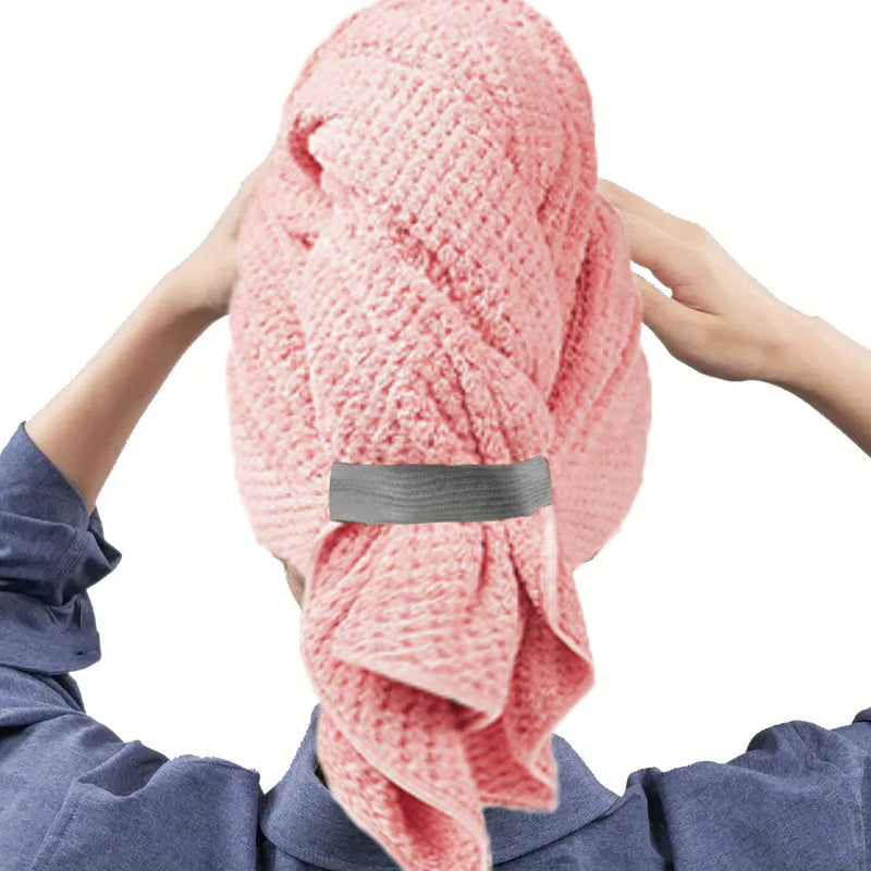 Extra Large Microfiber Hair Towel WrapUltra Absorbent Quick Dry Turban With Elastic Band 10