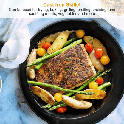 Cast Iron Skillet Set PreSeasoned 3 Piece NonStick OvenSafe Frying Pan Set For Kitchen Grill Or Cam 3