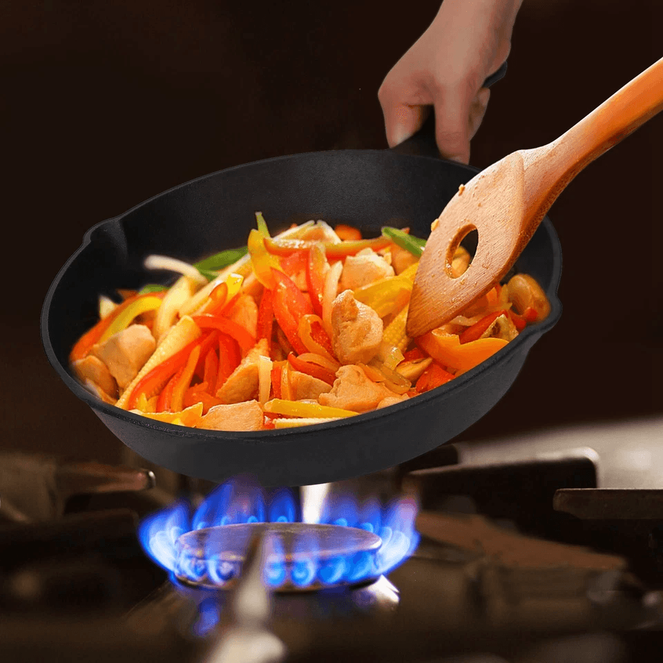 Cast Iron Skillet Set PreSeasoned 3 Piece NonStick OvenSafe Frying Pan Set For Kitchen Grill Or Cam 4