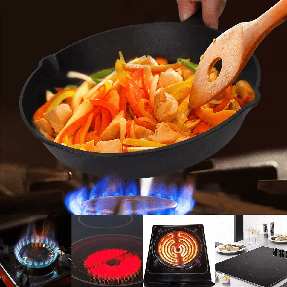Cast Iron Skillet Set PreSeasoned 3 Piece NonStick OvenSafe Frying Pan Set For Kitchen Grill Or Cam 2