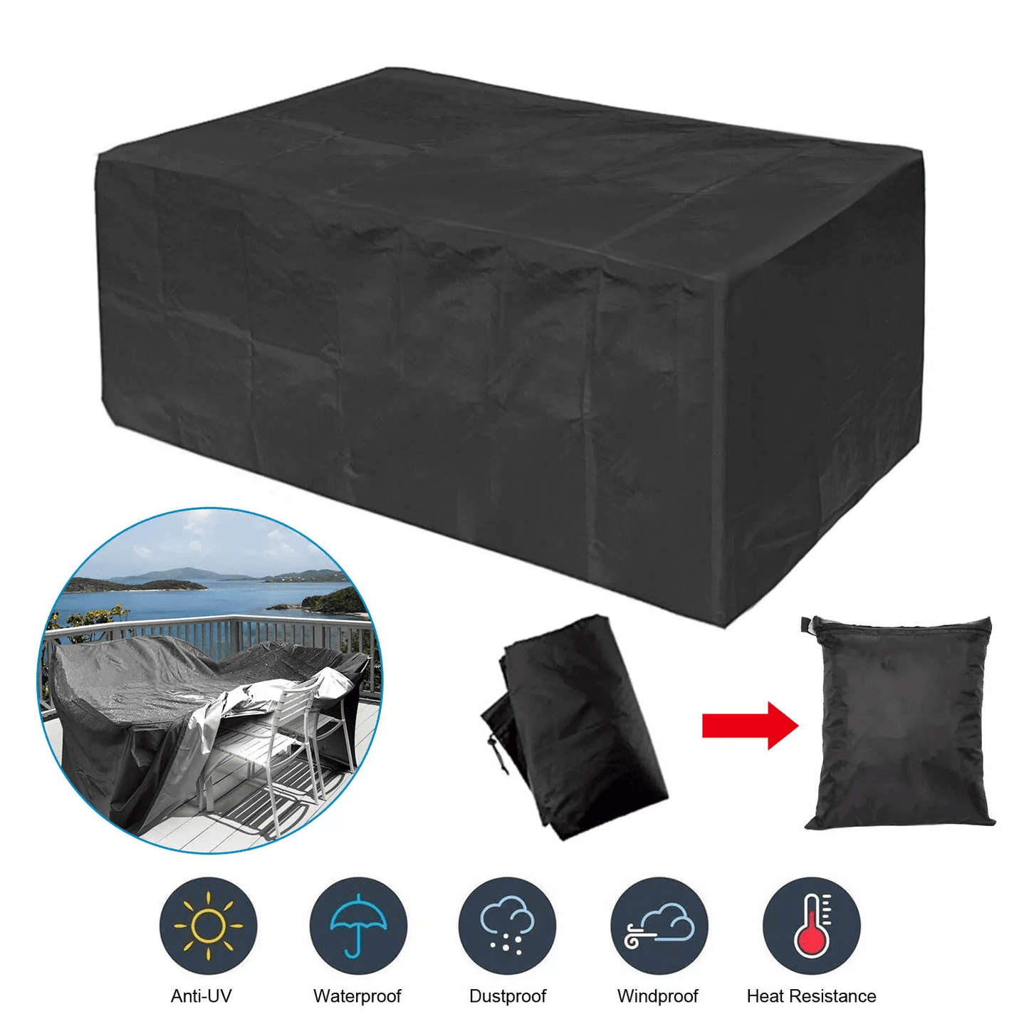 Waterproof Garden Patio Furniture Cover  Heavy Duty 210D Oxford Rectangular Outdoor Table Chair Pro 9