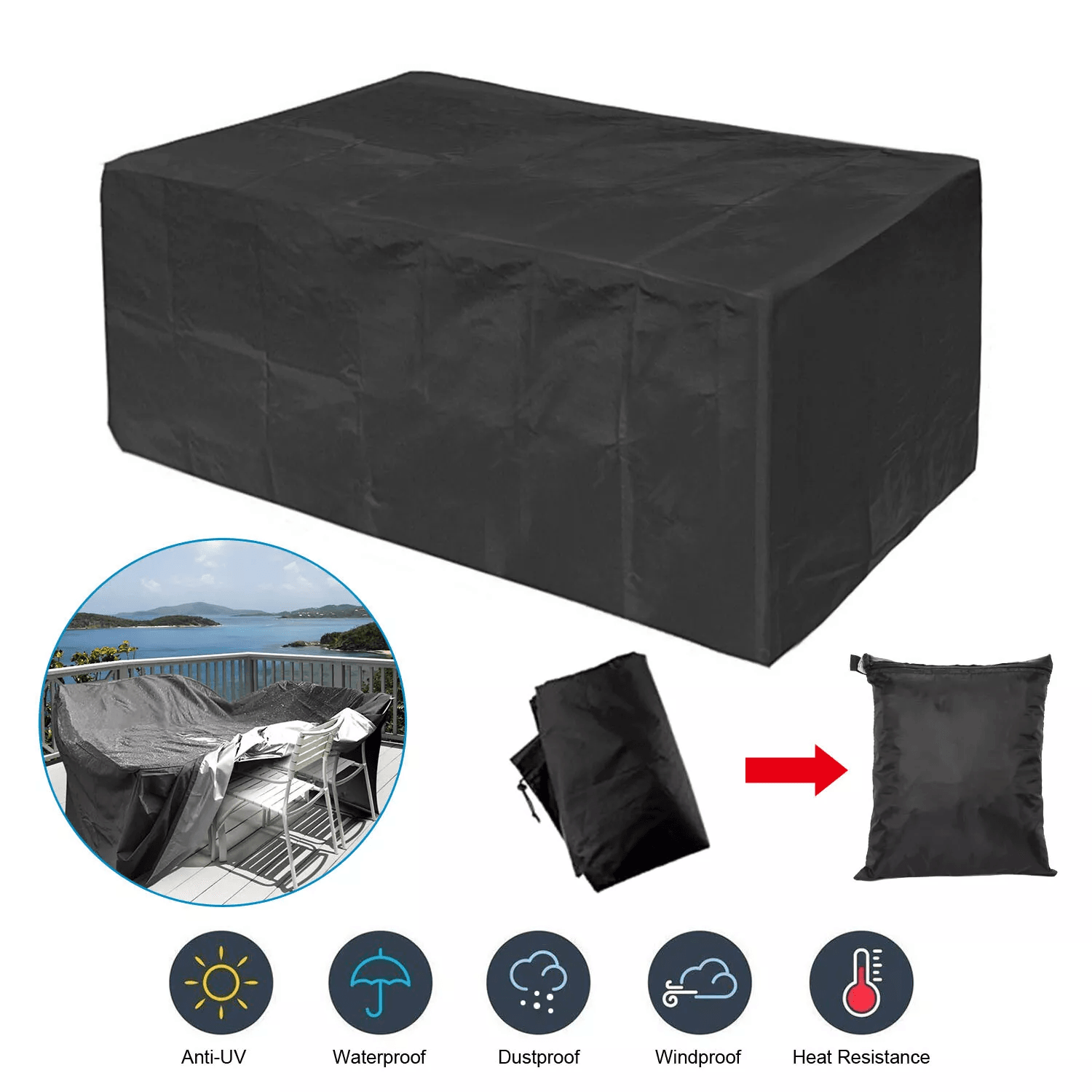 Waterproof Garden Patio Furniture Cover  Heavy Duty 210D Oxford Rectangular Outdoor Table Chair Pro 9