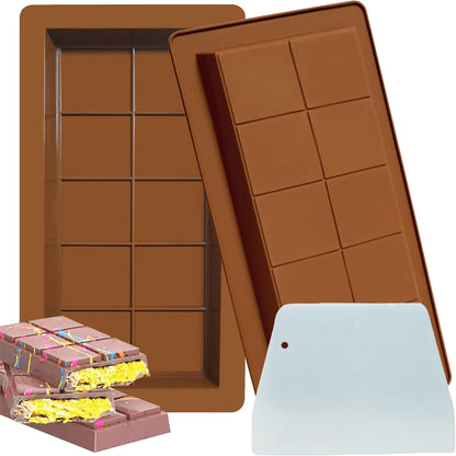 Food Grade Silicone Chocolate Bar Mold, Professional Rectangular Candy Making Mold for Homemade Treats & Baking Supplies