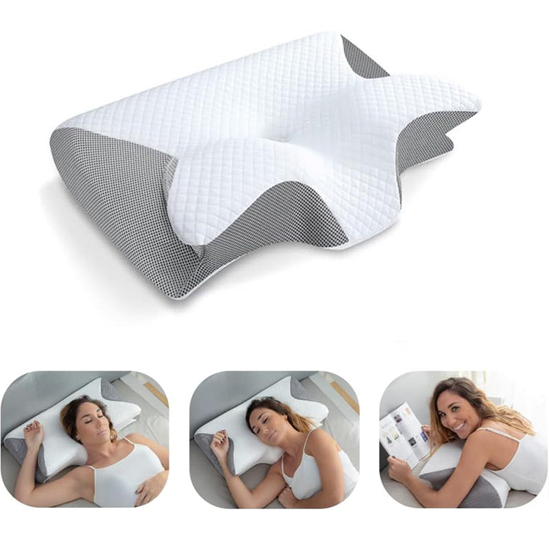 Memory Foam Cervical Pillow 2 in 1 Ergonomic Contour Pillow for Neck Pain Relief & Orthopedic Support