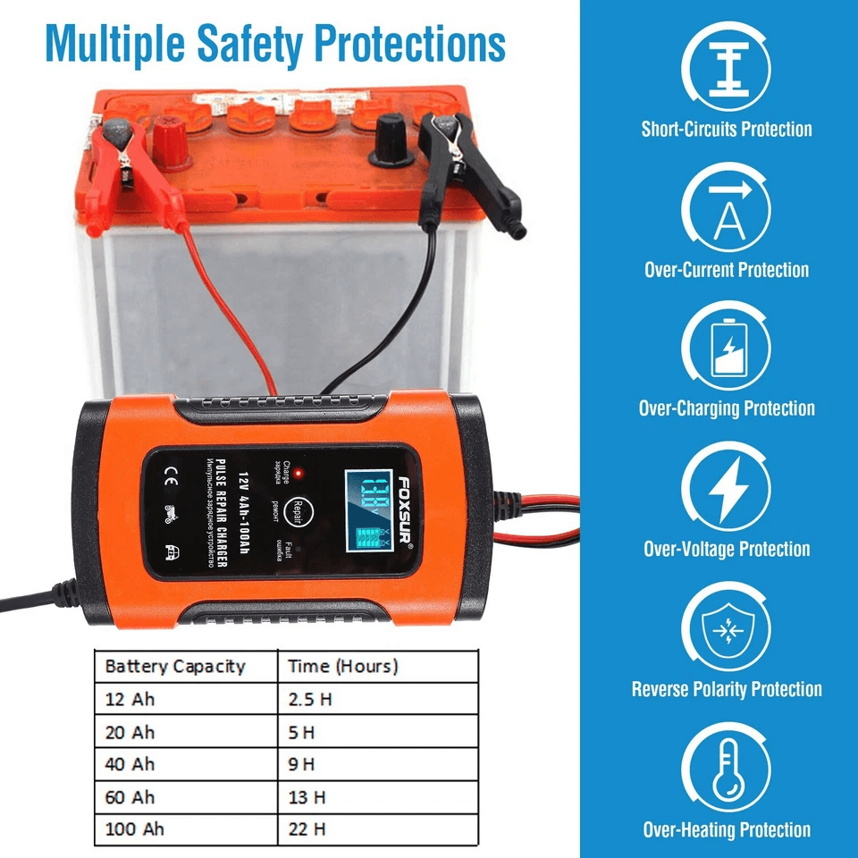 Smart Automatic Car Battery Charger Trickle Maintainer  Pulse Repair For Boat ATV Motorcycle 4