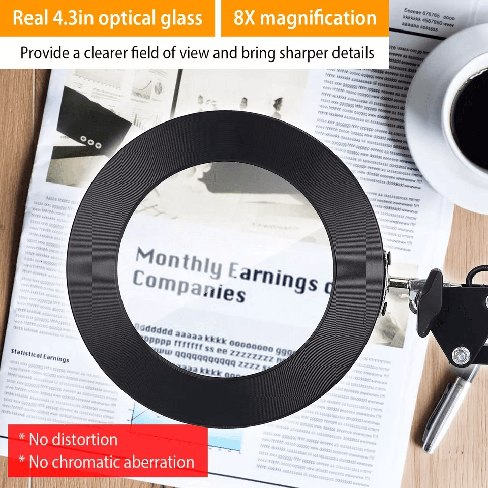 Magnifier LED Lamp Magnifying Glass Desk  Table Reading Light With Clamp Stand For Crafts Hobbies W 6