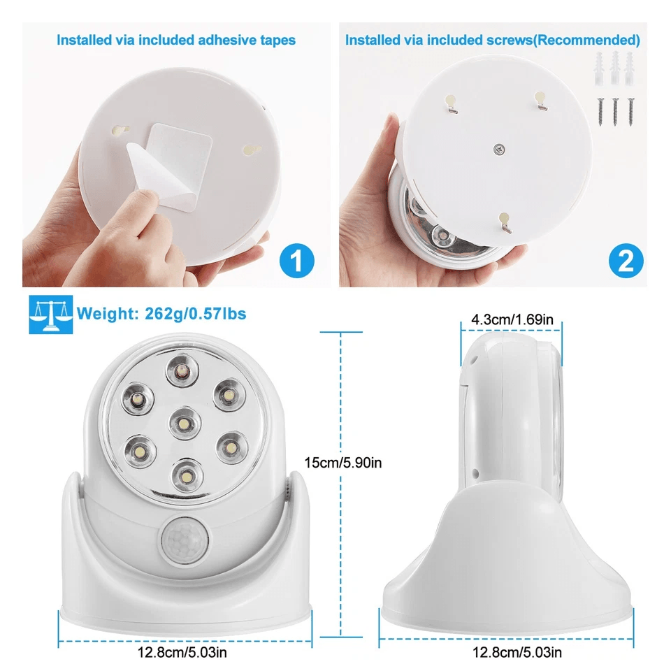 LED Motion Sensor Light Adjustable Cordless BatteryPowered For Indoor  Outdoor Use 6