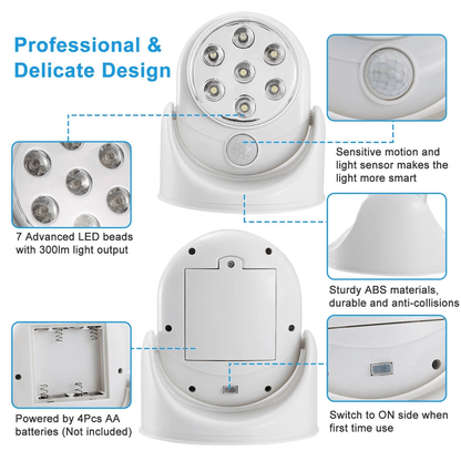 LED Motion Sensor Light Adjustable Cordless BatteryPowered For Indoor  Outdoor Use 4