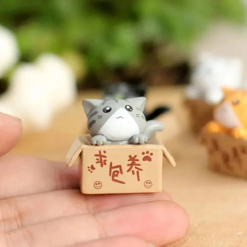 4pcs Mini Cat Ornament Cute Kawaii Garden Kitten Statue Gift For Kids Baby Room  Home Decor 1