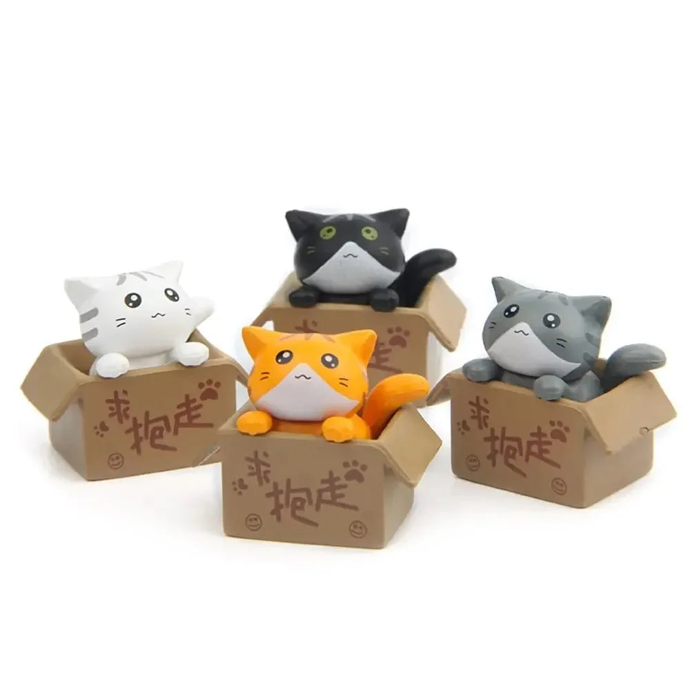 4pcs Mini Cat Ornament Cute Kawaii Garden Kitten Statue Gift For Kids Baby Room  Home Decor 6