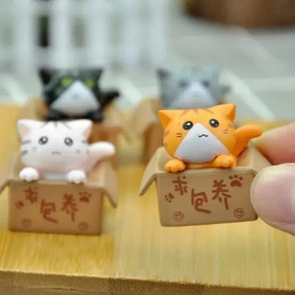 4pcs Mini Cat Ornament Cute Kawaii Garden Kitten Statue Gift For Kids Baby Room  Home Decor 5