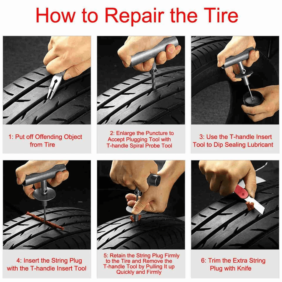 HeavyDuty Tire Repair Kit Flat Tire Plug  Patch Tools For Cars Trucks Motorcycles 5